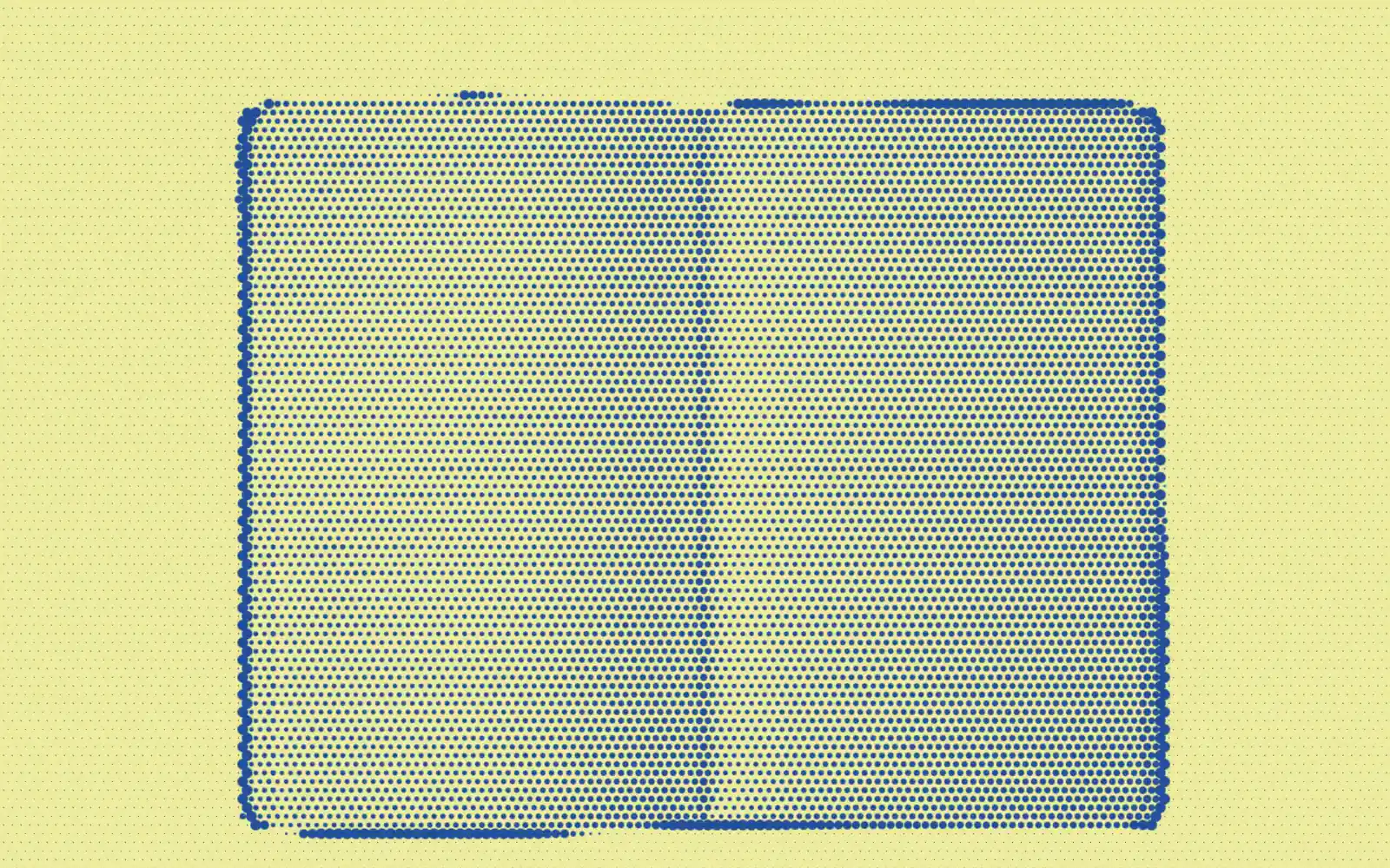 Open blank journal in a blue and soft yellow Paper halftone print.
